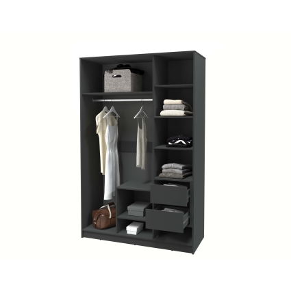 Шкаф распашной Тренд КТ-Ш3 (Антрацит ЛДСП/ Дуб английский ЛМДФ) Ш1360 В2128 Г547